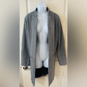 Herringbone Women's Gray and Black Open Front Jacket
